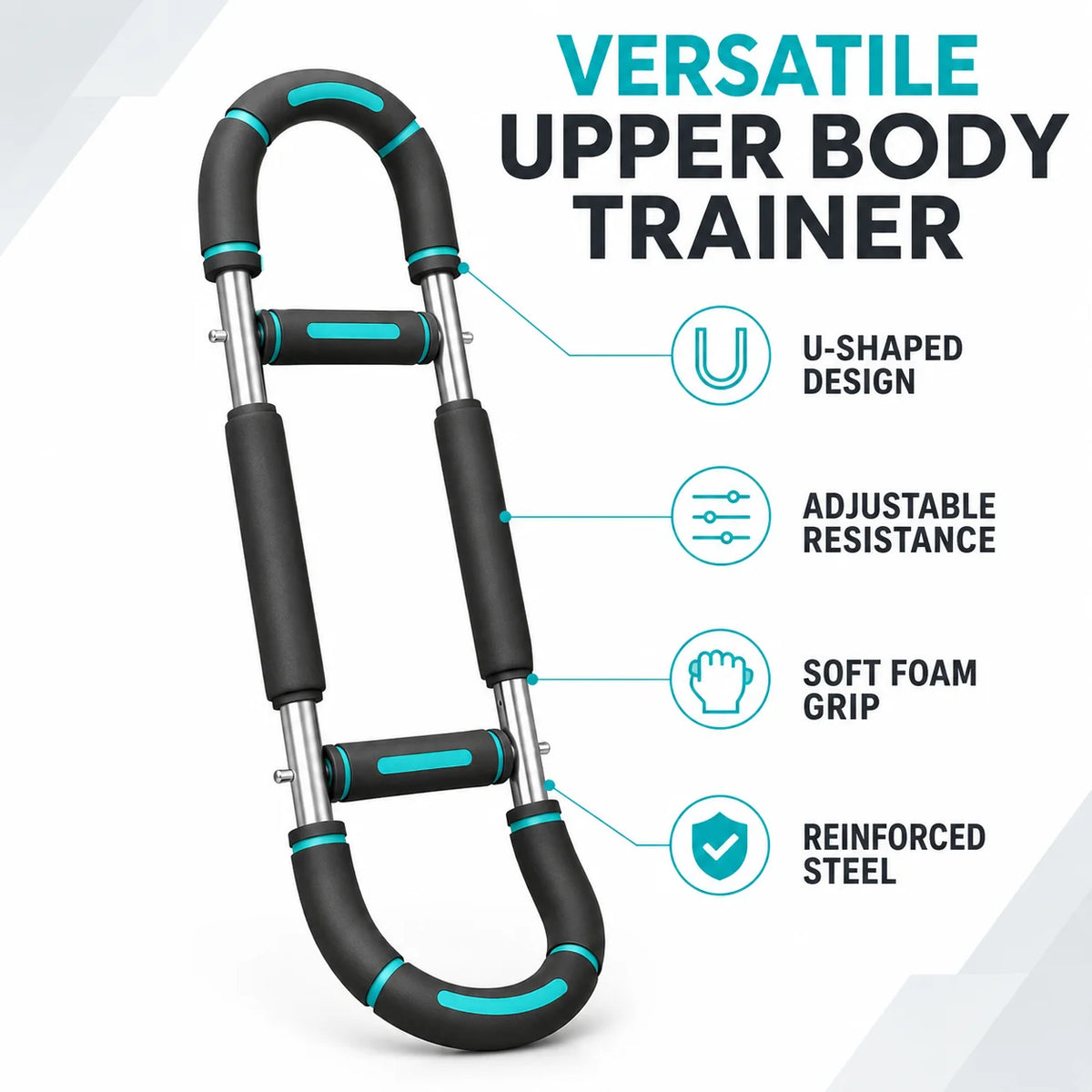 Adjustable U-Shape Forearm Strength Trainer 60-100 Lbs Spring Resistance Chest & Tricep Exercise Equipment with Non-Slip Grips Portable Upper Body Fitness Gear for Men And Women