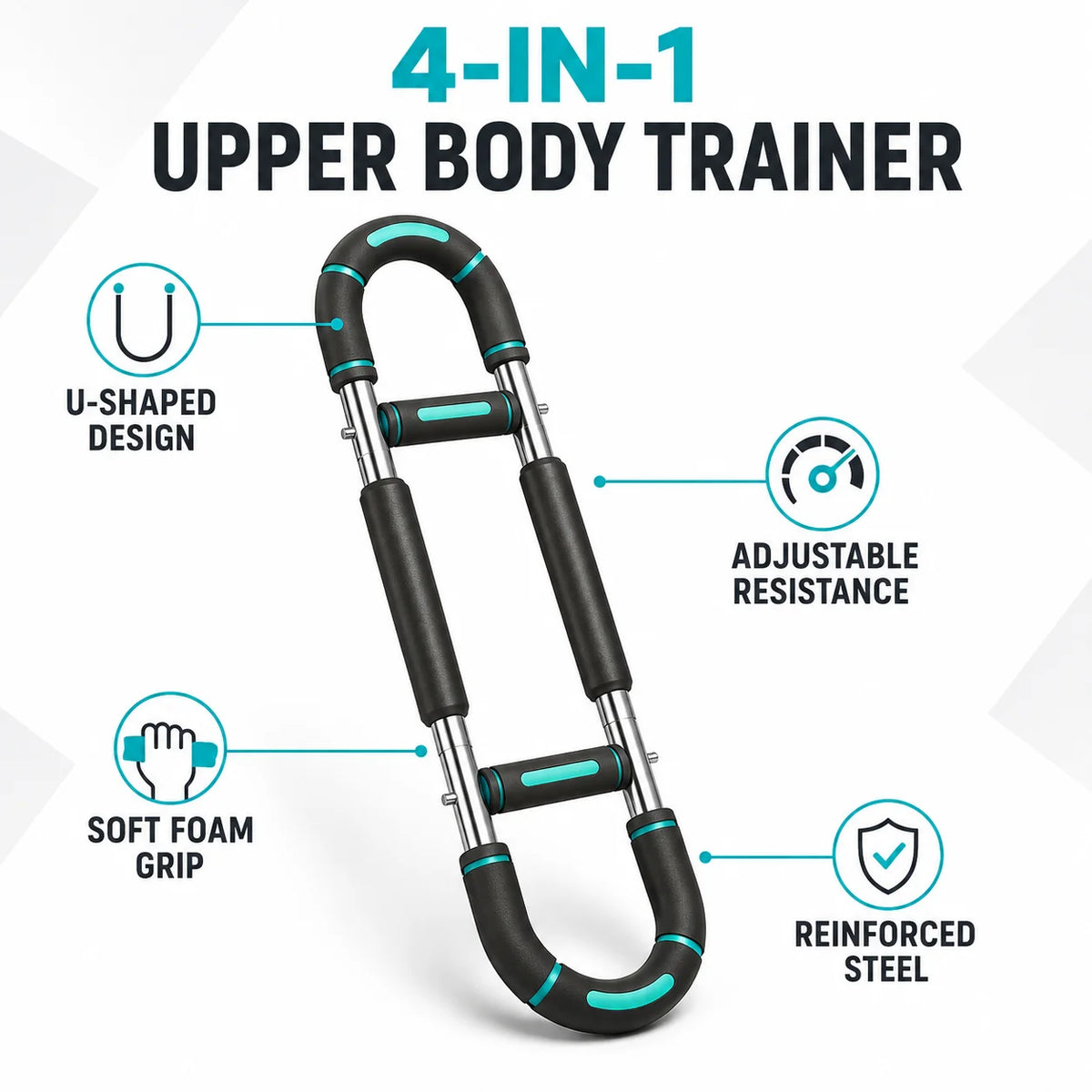 Adjustable U-Shape Forearm Strength Trainer 60-100 Lbs Spring Resistance Chest & Tricep Exercise Equipment with Non-Slip Grips Portable Upper Body Fitness Gear for Men And Women