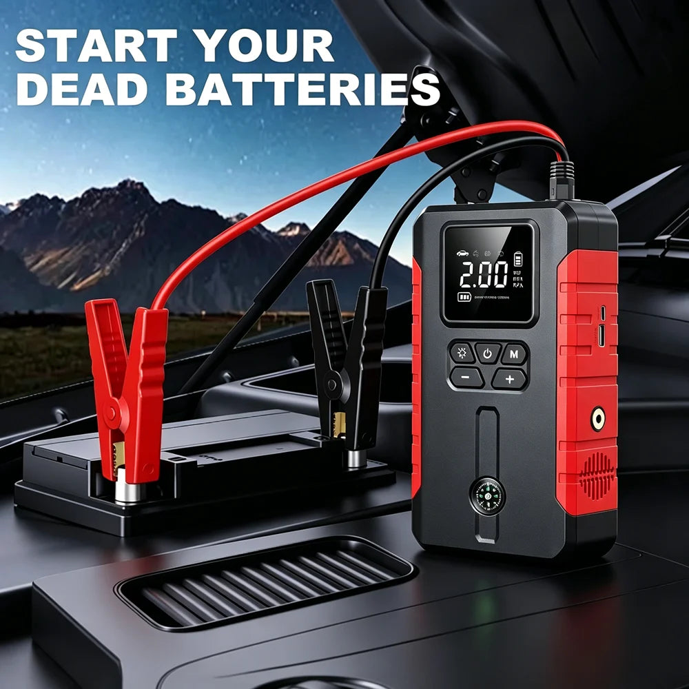 15000A-19000A Peak 350PSI 12V 17-in-1 Portable Jump Starter with Air Compressor Jump Starter, Car Battery Charger, Car Jump Starter with Air Compressor, Jump Starter Para, Car Accessories Tools, LED Light, Battery Charger, Ca