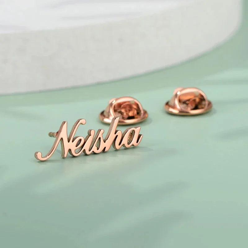 Stainless Steel Custom Name Brooches Personalized Date Lapel Pin Wedding Jewelry For Women Men Fashion Accessories Birthday Gift