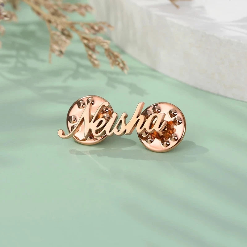 Stainless Steel Custom Name Brooches Personalized Date Lapel Pin Wedding Jewelry For Women Men Fashion Accessories Birthday Gift
