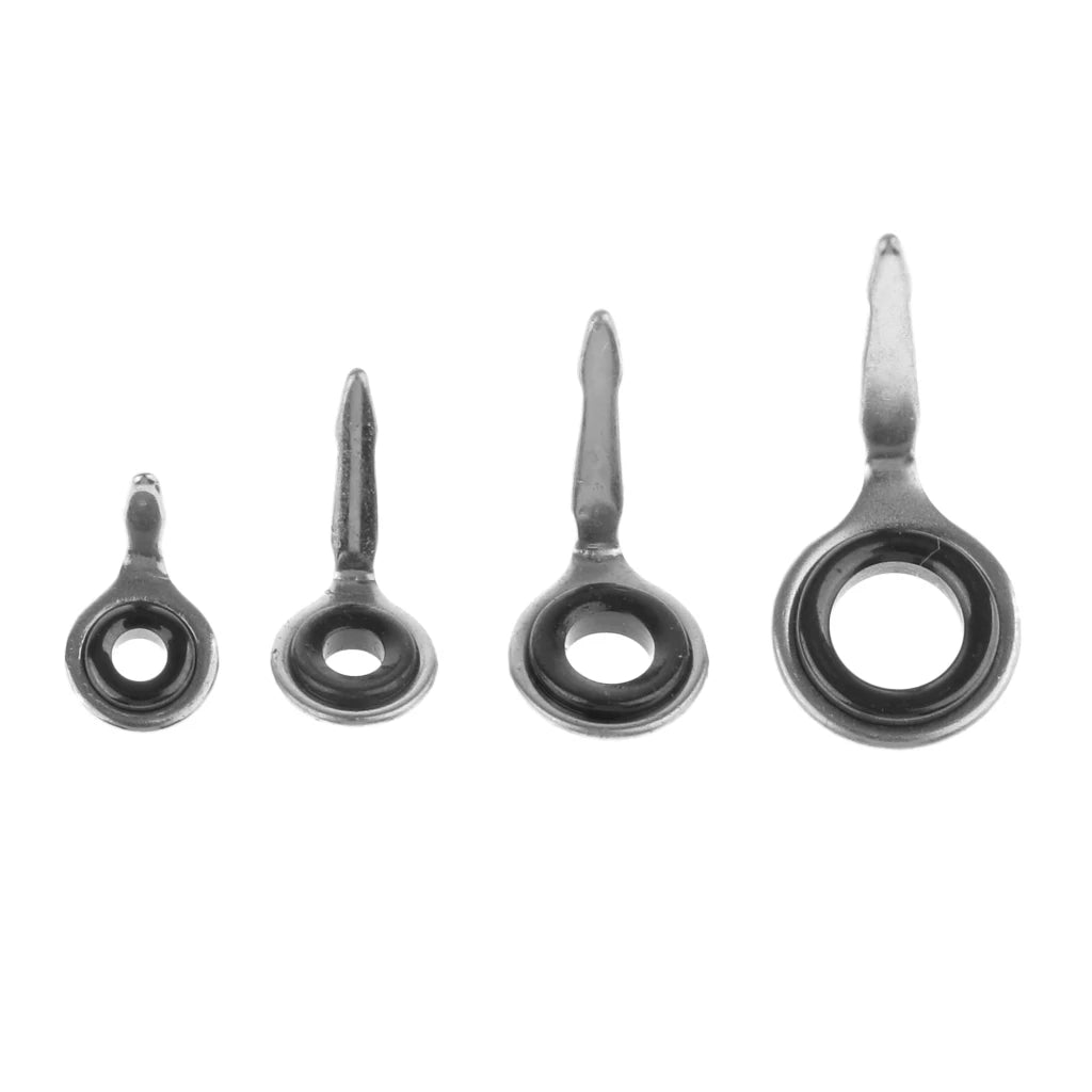 40pcs Stainless Steel Fishing Rod Eyes Rings Guide Tip Tops Set Raft Fishing Rod Repair Kit 3# 4# 5# 6# Fishing Accessories Tool