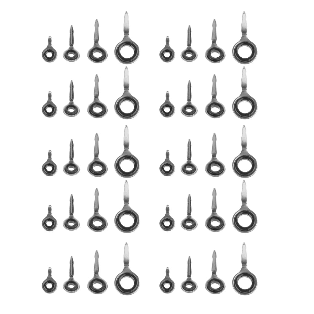40pcs Stainless Steel Fishing Rod Eyes Rings Guide Tip Tops Set Raft Fishing Rod Repair Kit 3# 4# 5# 6# Fishing Accessories Tool