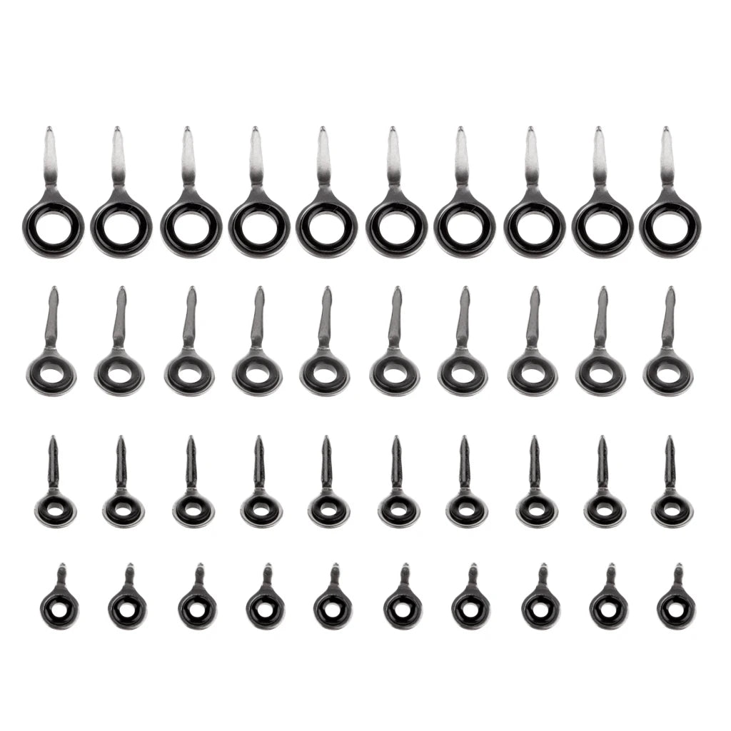 40pcs Stainless Steel Fishing Rod Eyes Rings Guide Tip Tops Set Raft Fishing Rod Repair Kit 3# 4# 5# 6# Fishing Accessories Tool