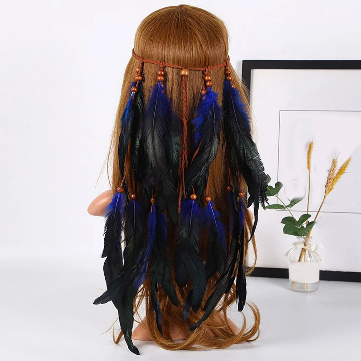 Bohemian Hippie Headband Dream Catcher Feather Headdress Ladies Fashion Peacock Feather Headbands Festival Hair Accessories