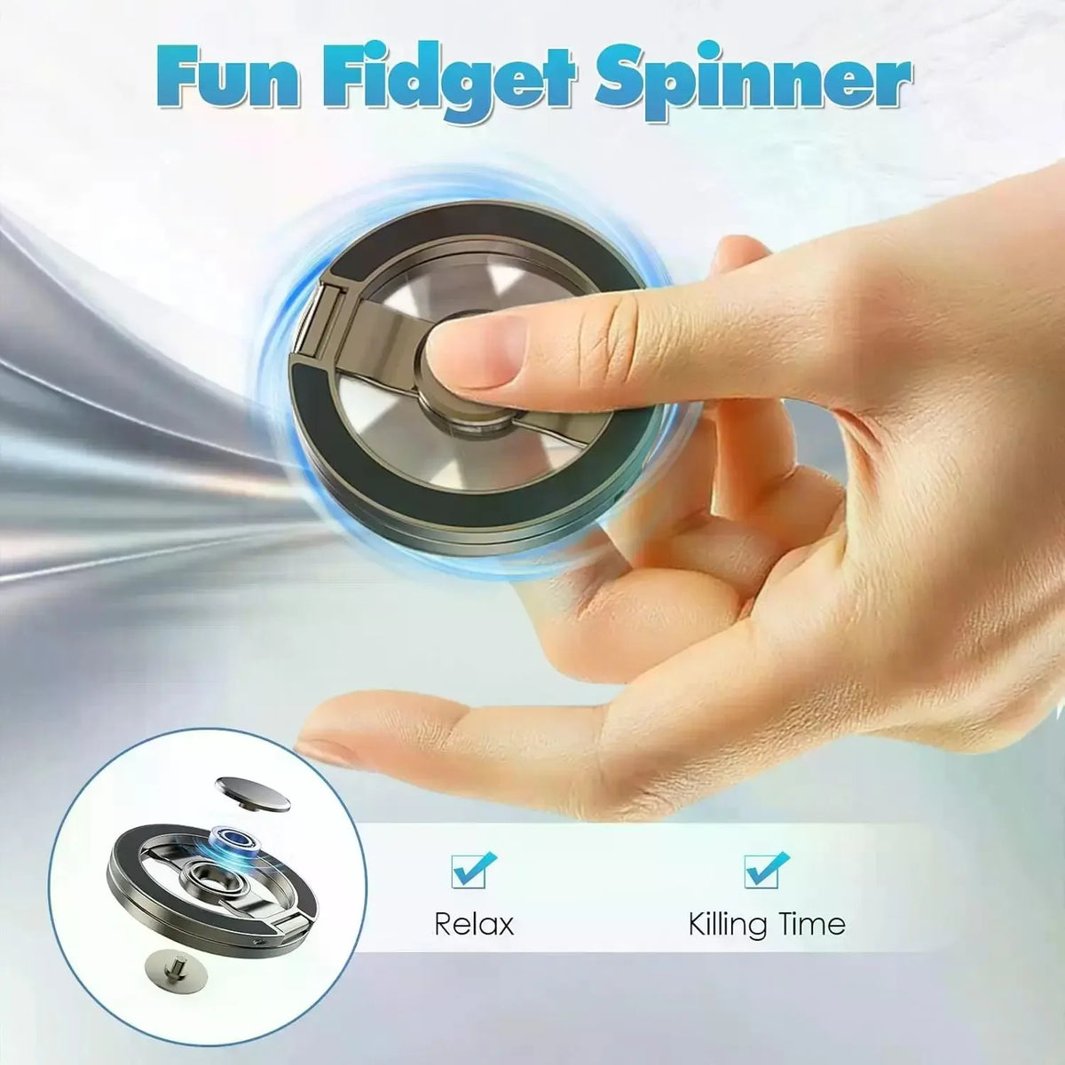 Phone Stand & Fidget Spinner Combo, Dual Magnetic Ring Stand, Fidget Toys Adults, Foldable, 360° Rotation, Desk Phone Stand, MagSafe Compatible, Stress Relief Accessory for Home/Office/Travel/Gym