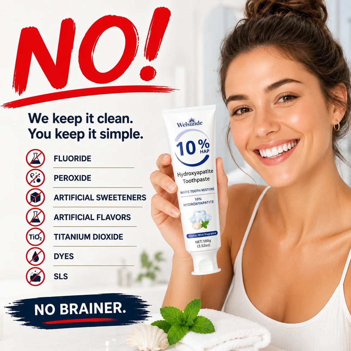 Powerful Whitening Toothpaste for Teeth & Deep Cleaning - Natural Mint Flavor, Breath Freshness, Micro-Polishing, Gentle on Sensitive Tooth & Gums, Oral Health, Specialized Dental Care, Suitable for Everyone, Perfect for Dail