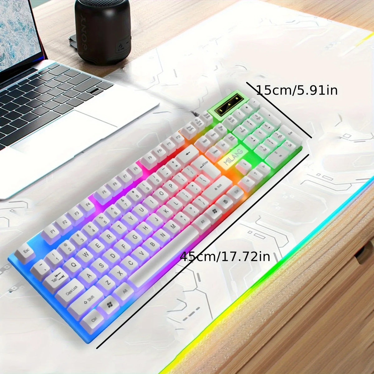 1pcsRGB Backlit Gaming Keyboard and Mouse Set, Wired 104-Key Mechanical-Feel Keyboard with LED Lighting, Ergonomic High-Precision Gaming Mouse, Plug-and-Play Keyboard and Mouse Combo for PC Gaming, Office Desk Accessories, Ho
