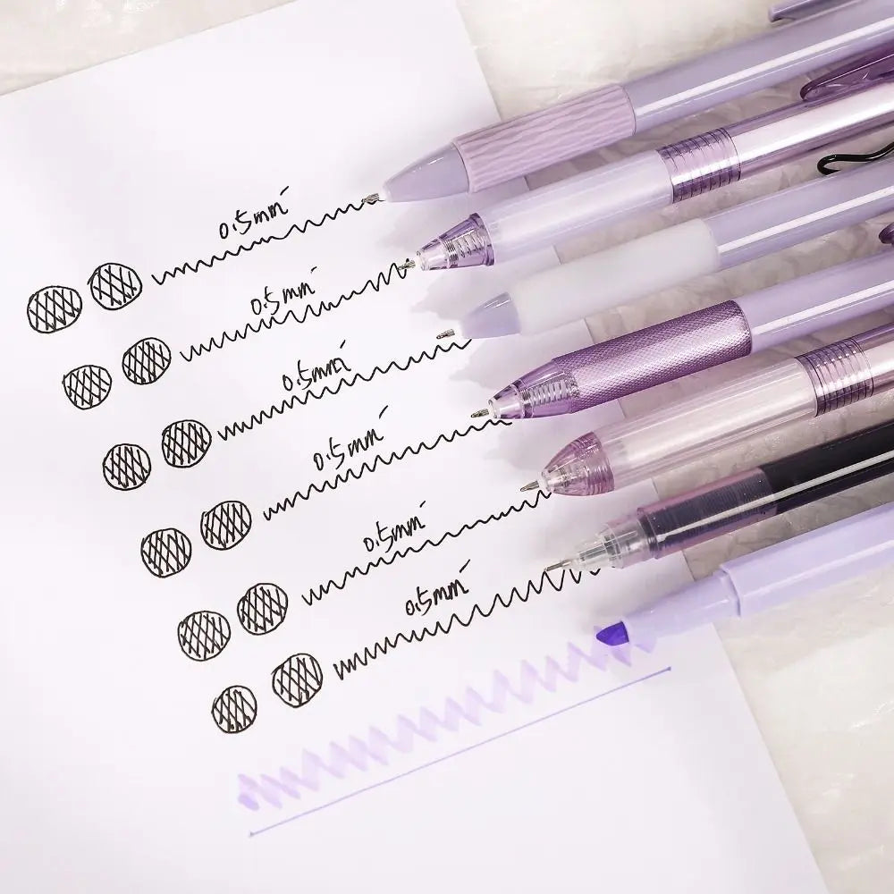 7Pcs 0.5mm Retractable Gel Pen Set Quick Dry Ink Smooth Writing Cute Stationery Gift Portable Office School Writing Supplies