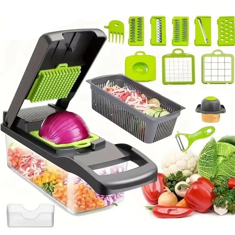 1-Piece Multi-Use Vegetable Chopper - Blades for Slicing/Dicing/Mincing, BPA-Free, Easy to Clean for Home Kitchen