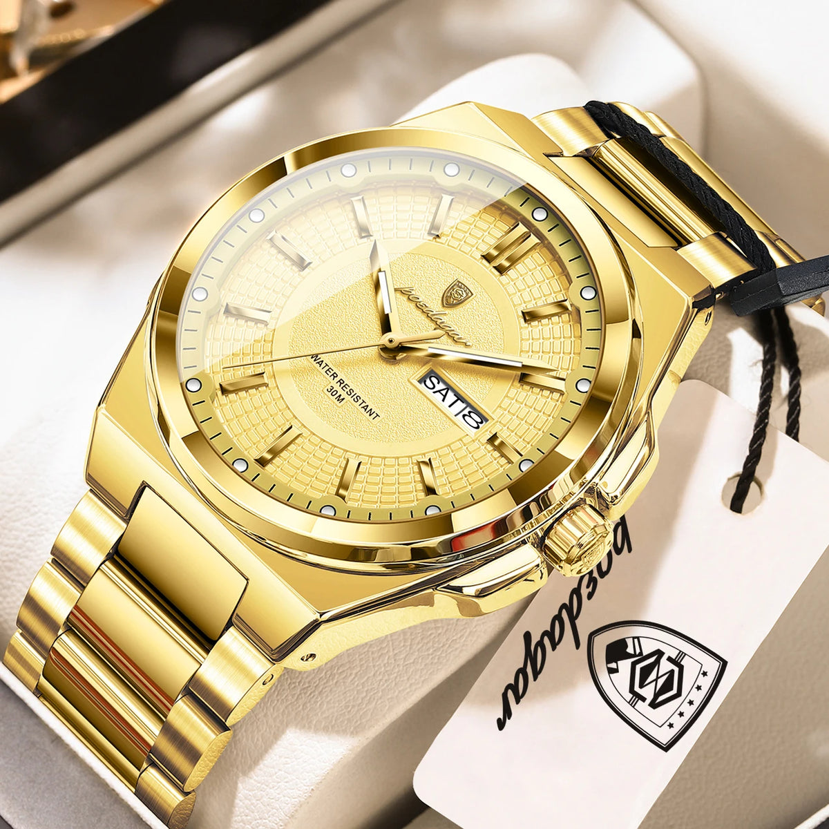 POEDAGAR Original Business Quartz Men Wristwatch High Quality Stainless Steel Waterproof Luminous Stylish Man Watch Date Week Fashion Casual Men's Watches
