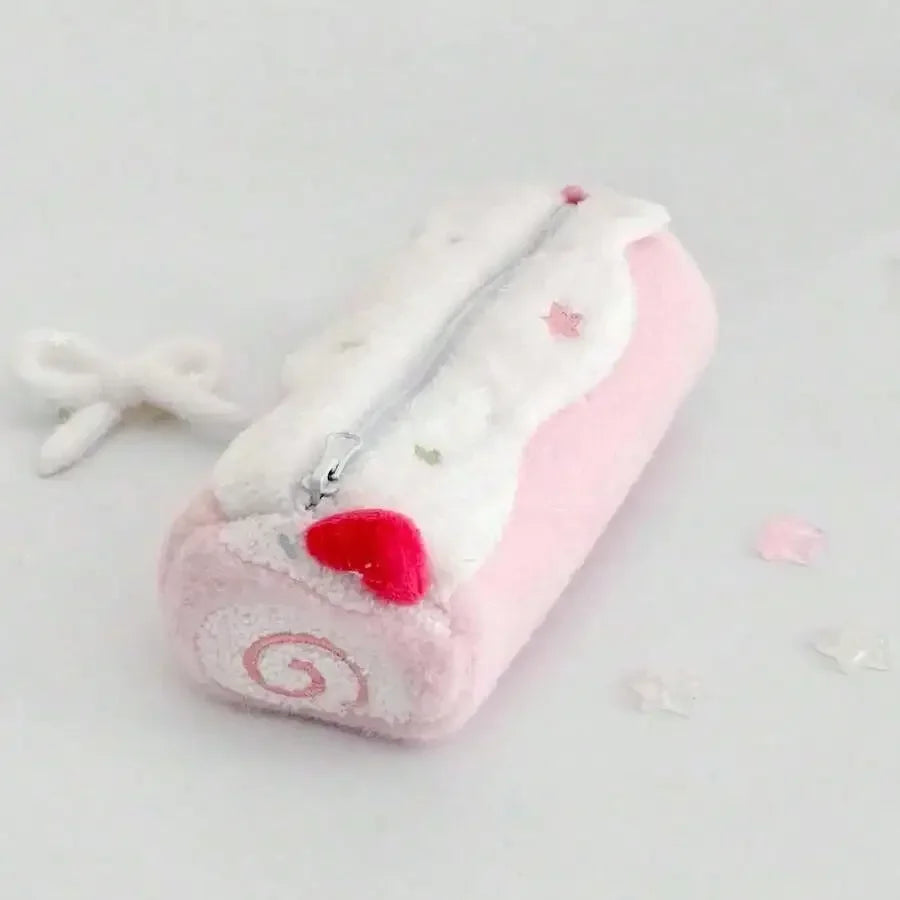 Cute Swiss Roll Plush Pencil Case, Large Capacity, Sweet High-Quality Stationery Storage Bag For Students DGGM