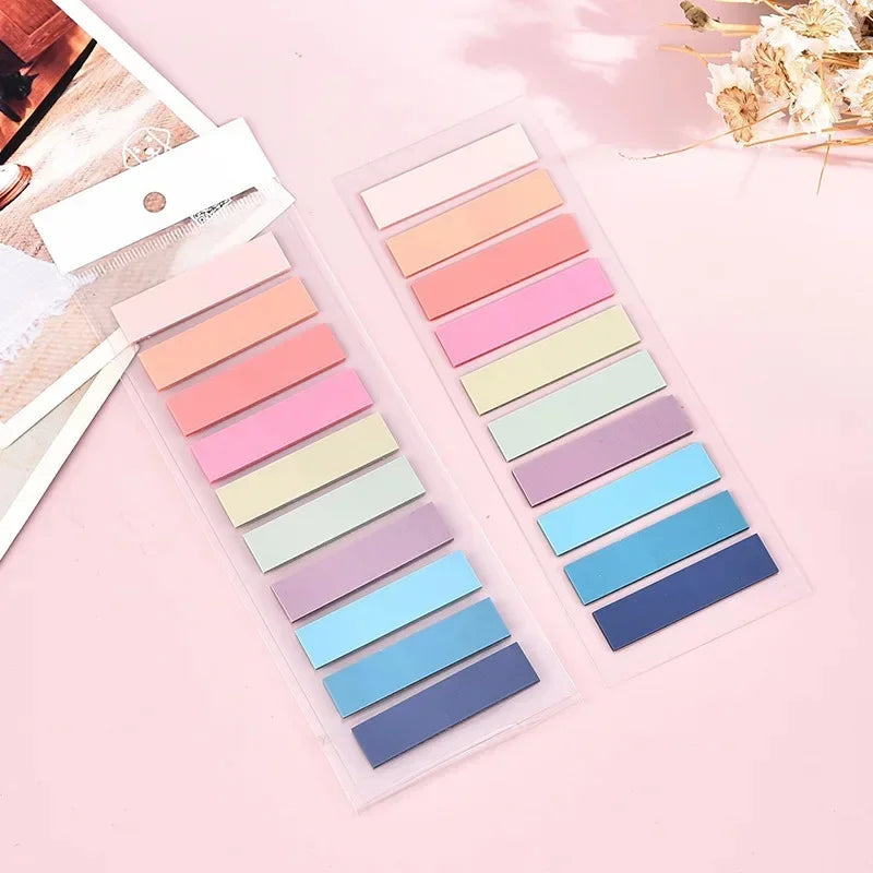 Self-Stick Notes, PET Waterproof Sticky Notes, Solid Color Plain Notepad, Cute Stationery Decals for Students Scrapbooking Journal, School Gift