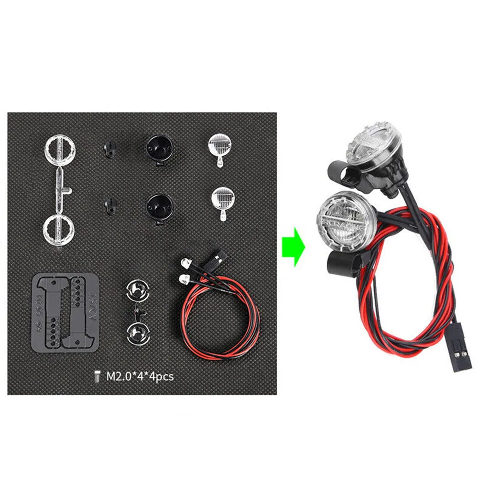 2Pcs LED Spotlight Headlights Dome Light 16mm For Axial TRX4 SCX10 1/10 1/8 RC Crawler Car Accessories 3V-7.4V White Lamp