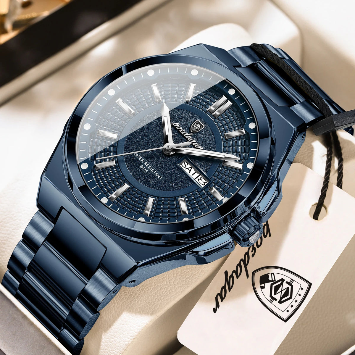 POEDAGAR Original Business Quartz Men Wristwatch High Quality Stainless Steel Waterproof Luminous Stylish Man Watch Date Week Fashion Casual Men's Watches