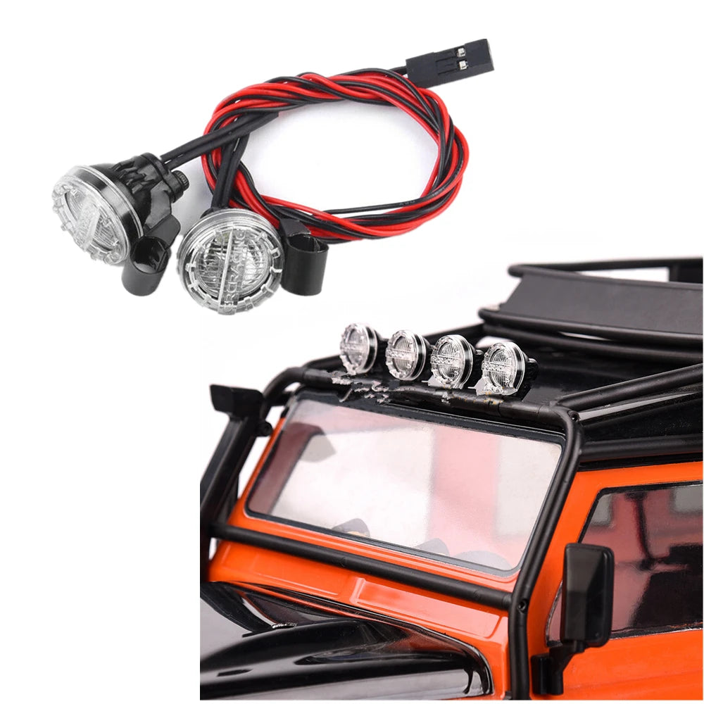 2Pcs LED Spotlight Headlights Dome Light 16mm For Axial TRX4 SCX10 1/10 1/8 RC Crawler Car Accessories 3V-7.4V White Lamp