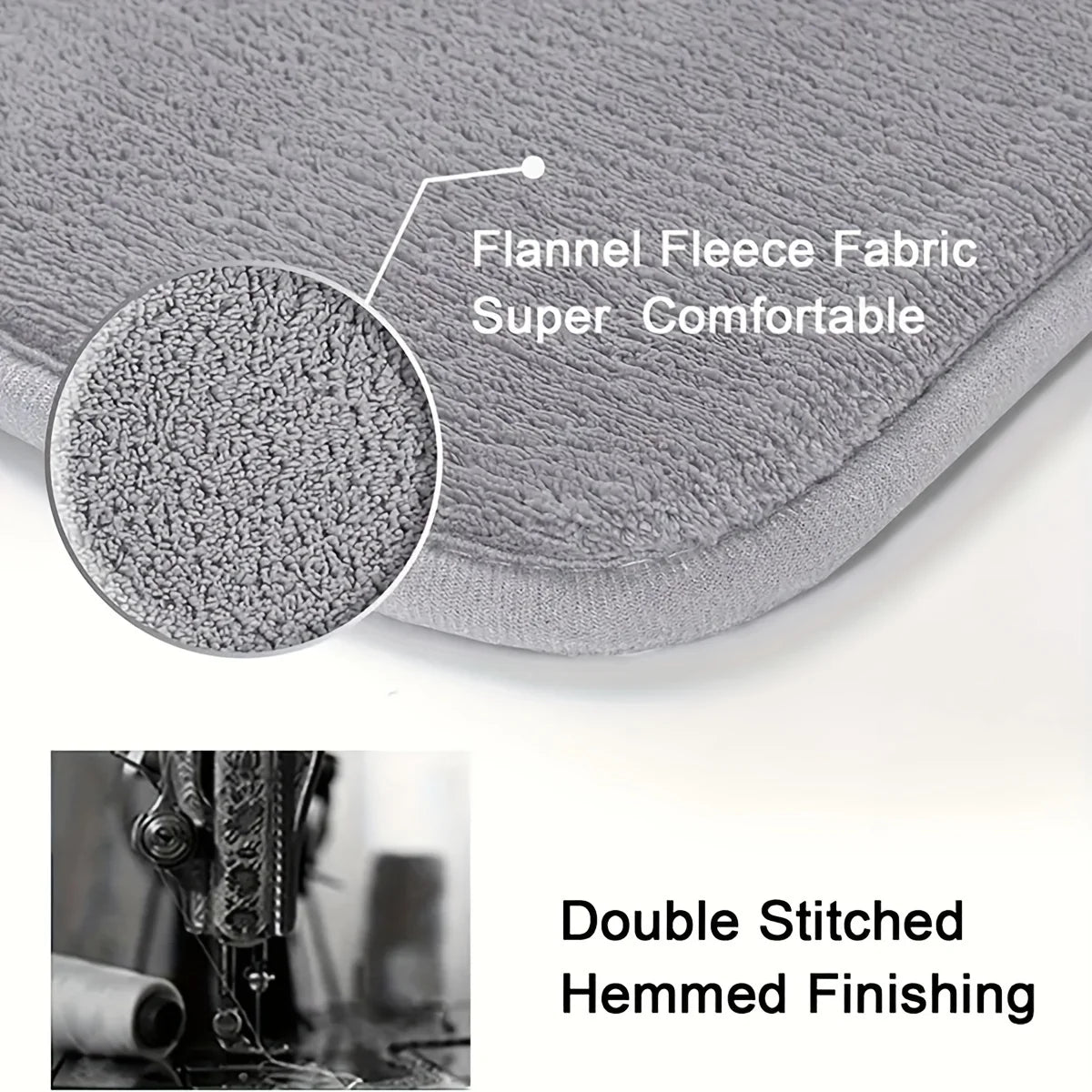 Flannel Kitchen Floor Mat Square Non Slip Water Absorbent Plush Rug for Bathroom Toilet Door Entrance Home Decor