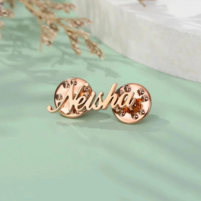 Stainless Steel Custom Name Brooches Personalized Date Lapel Pin Wedding Jewelry For Women Men Fashion Accessories Birthday Gift