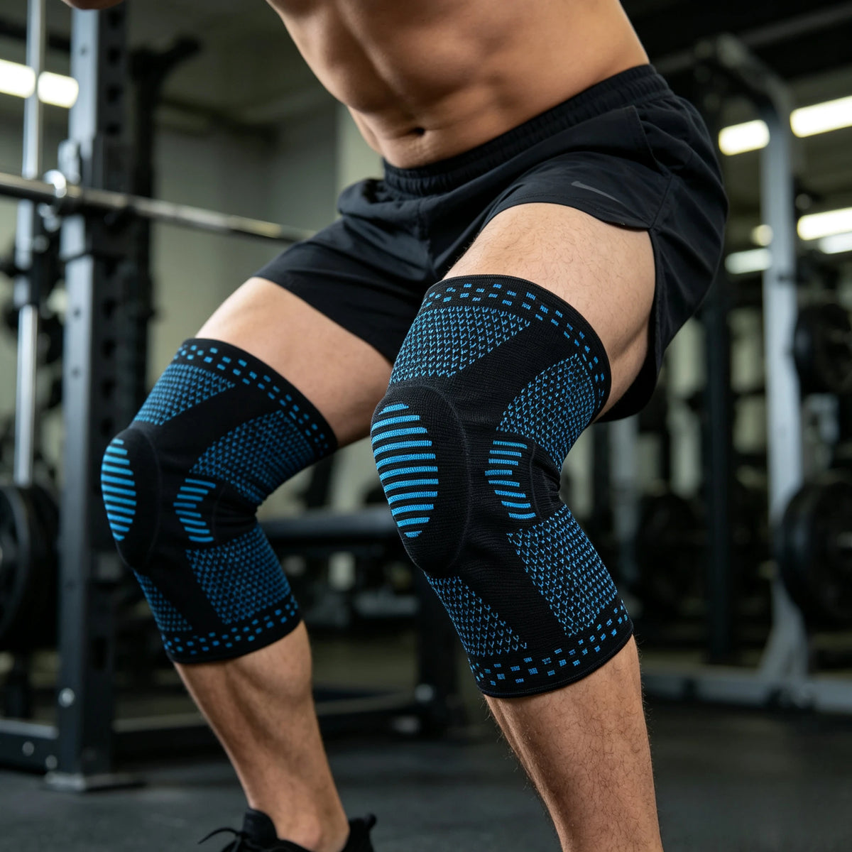 Pack of 2 Anti-Slip Grip Knitted Pattern Polyester Blend Knee Compression Sleeves - Patella Support Pads, Breathable Sports Protectors for Men & Women with Knee Pain Relief, Pack Of Two
