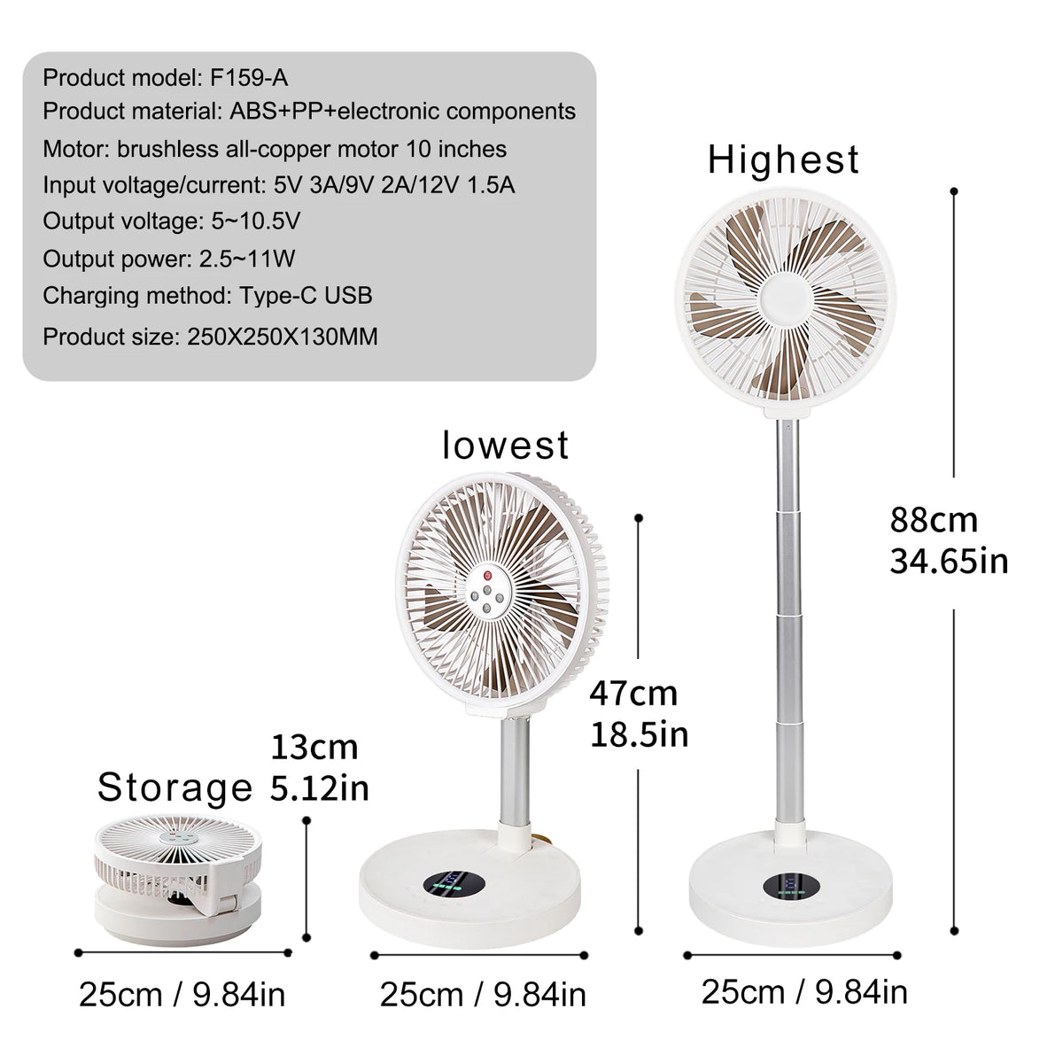 Remote control folding fan home bedroom outdoor camping fan silent LED light shaking left and right 10 inch desktop vertical fan