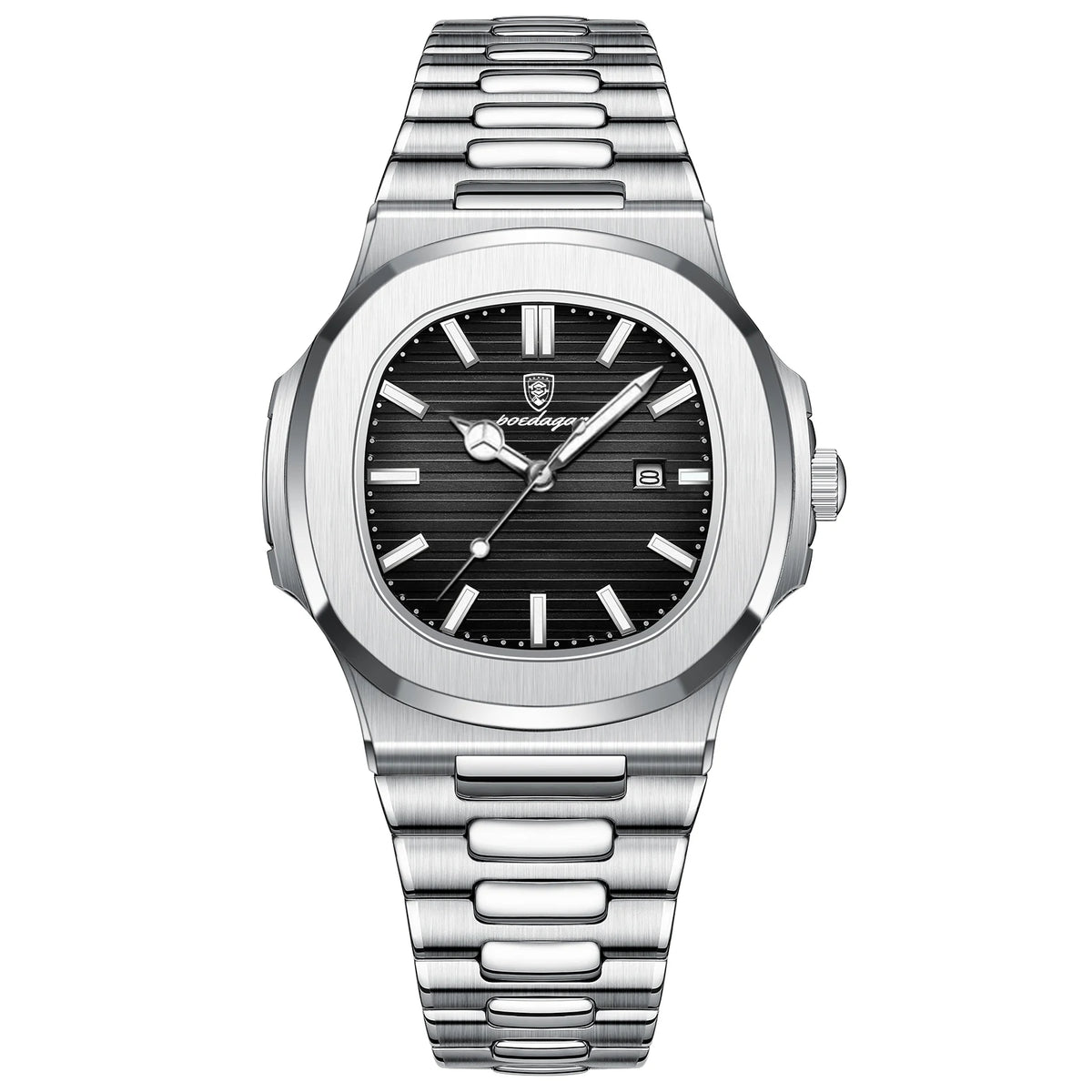 POEDAGAR Square Luxury Men Wristwatch Waterproof Luminous Date High Quality Stainless Steel Male Clock Business Sports Quartz Watches For Men Reloj Hombre