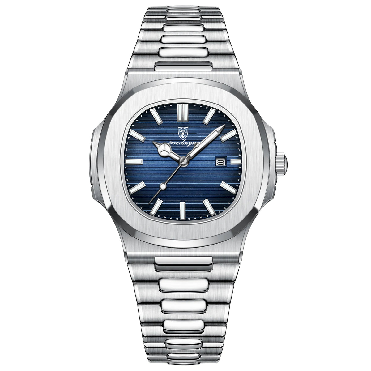 POEDAGAR Square Luxury Men Wristwatch Waterproof Luminous Date High Quality Stainless Steel Male Clock Business Sports Quartz Watches For Men Reloj Hombre