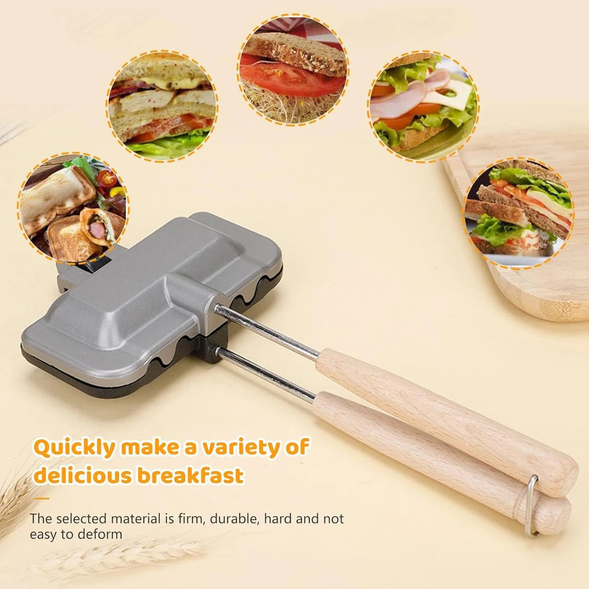 1 PCS 4w1h Sandwich Maker – Stove Top Hot Dog & Panini Press, Double-Sided Non-Stick Flipping Grill, Fits Regular Bread & Hot Dog Buns for Camping, Home Kitchen