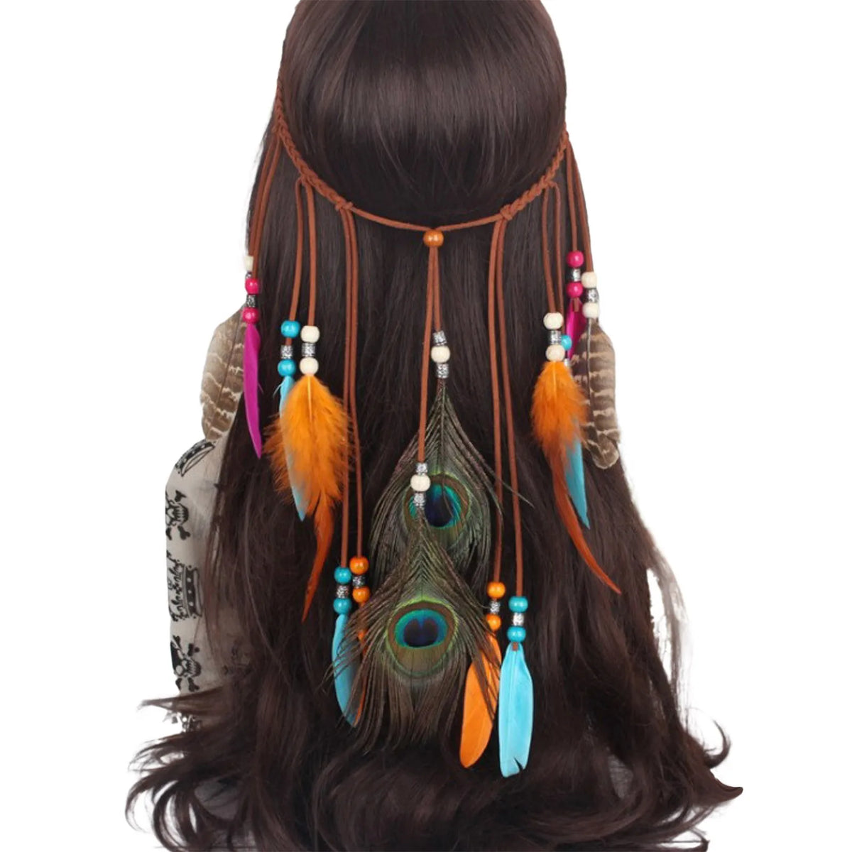 Bohemian Hippie Headband Dream Catcher Feather Headdress Ladies Fashion Peacock Feather Headbands Festival Hair Accessories