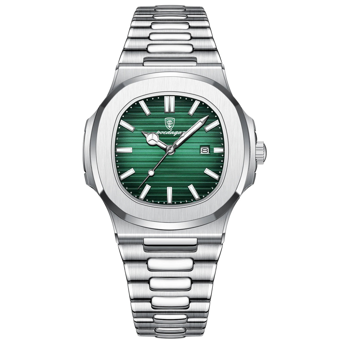 POEDAGAR Square Luxury Men Wristwatch Waterproof Luminous Date High Quality Stainless Steel Male Clock Business Sports Quartz Watches For Men Reloj Hombre