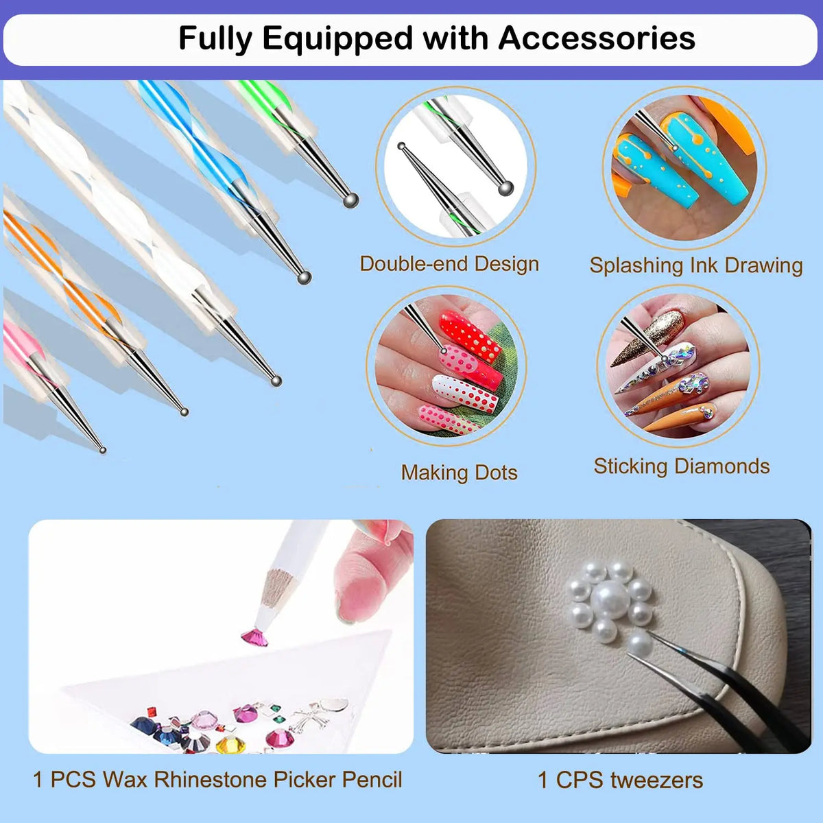 LOOLIFL 3 Pack 110ml B7000 Clear Glue, Multi-Purpose Adhesive with Rhinestones Kit, Precision Tips, Dotting Tools, Tweezers & Pencil for Bedazzling, Jewelry Making, Nail Art, Fabric, Shoes, Phone Repair & DIY Crafts