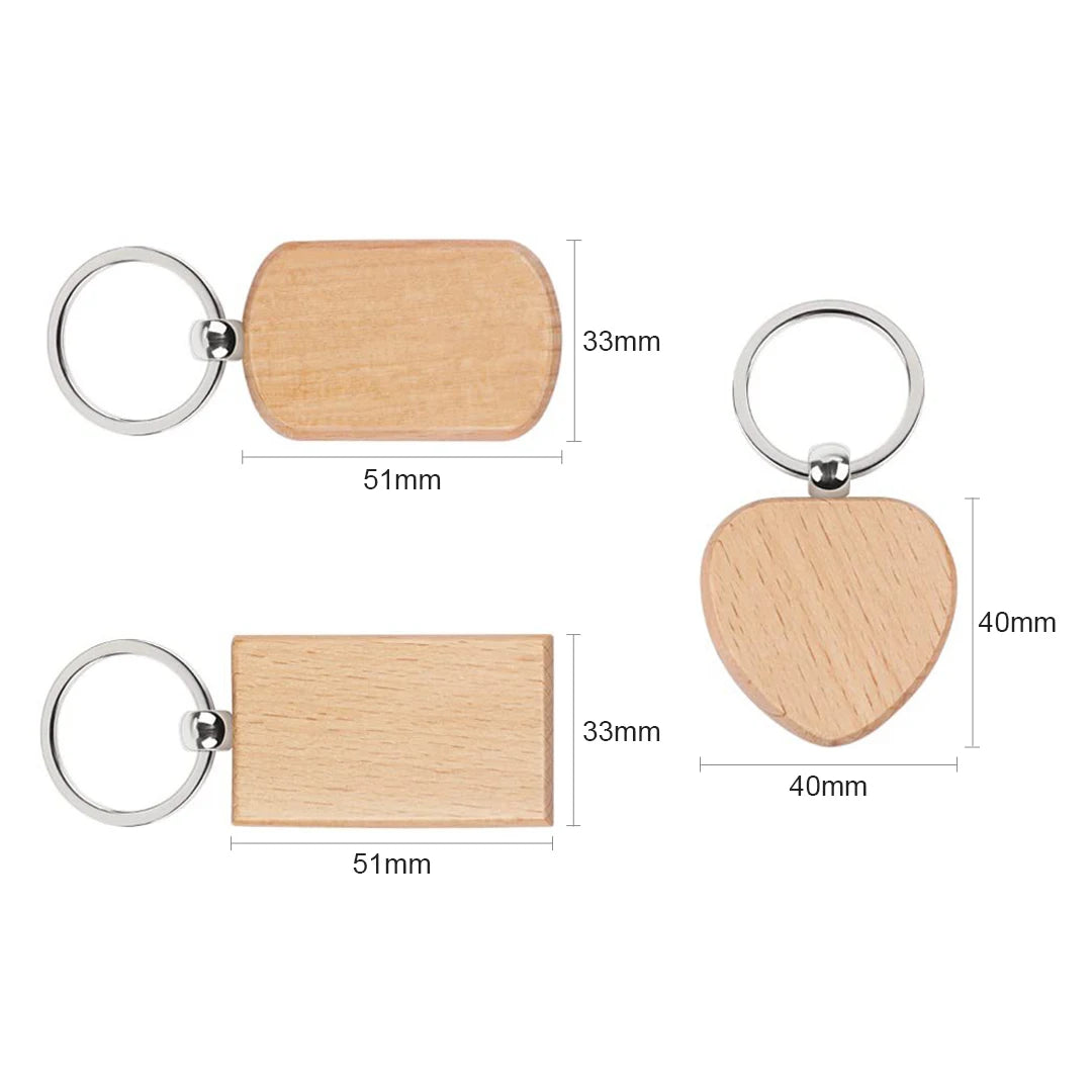 20PCS Mixed Shape Blanks Wood Keychains Suitable for Laser Engraving Gift Wholesale DIY Tag Laser Keychain Making Name Logo Gift