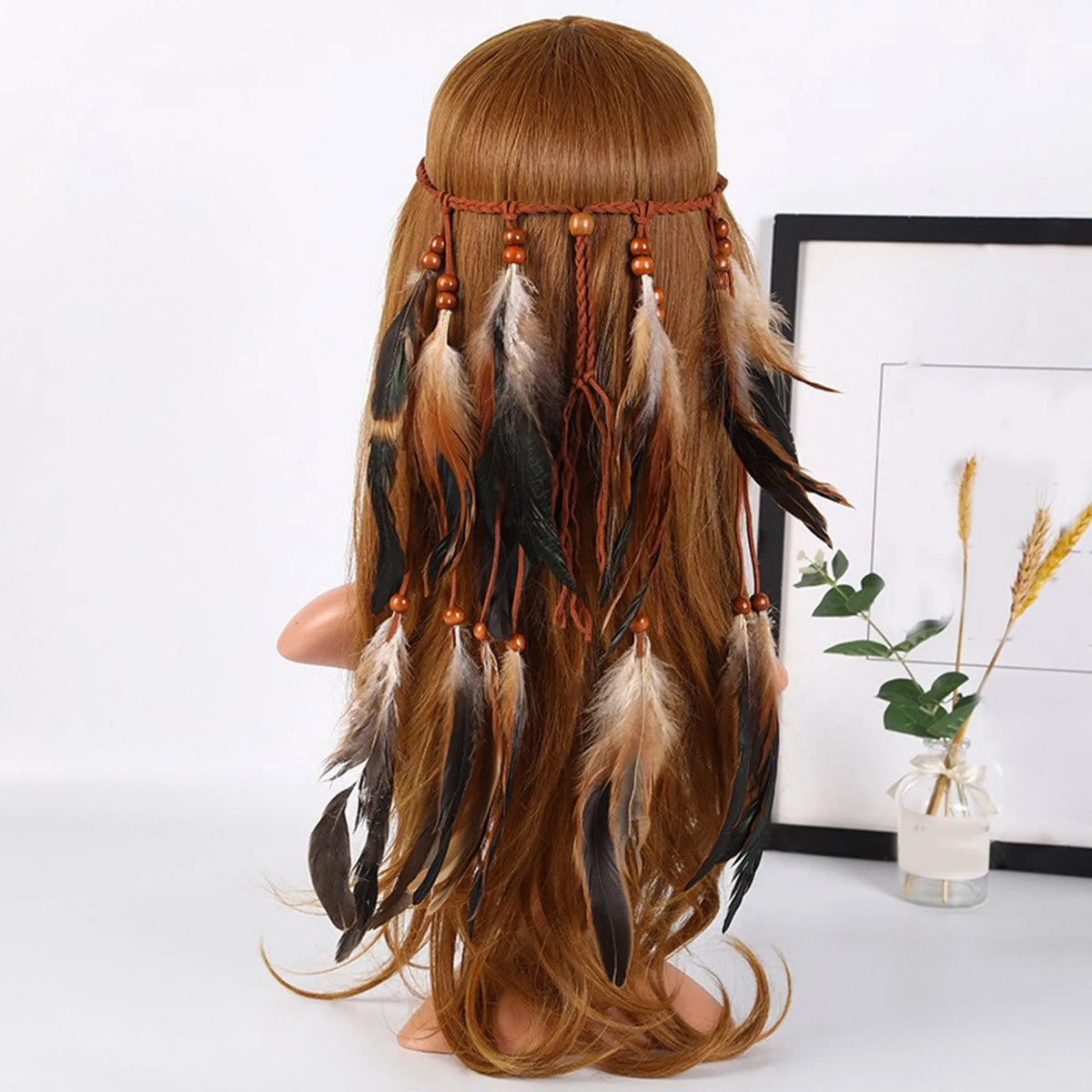 Bohemian Hippie Headband Dream Catcher Feather Headdress Ladies Fashion Peacock Feather Headbands Festival Hair Accessories