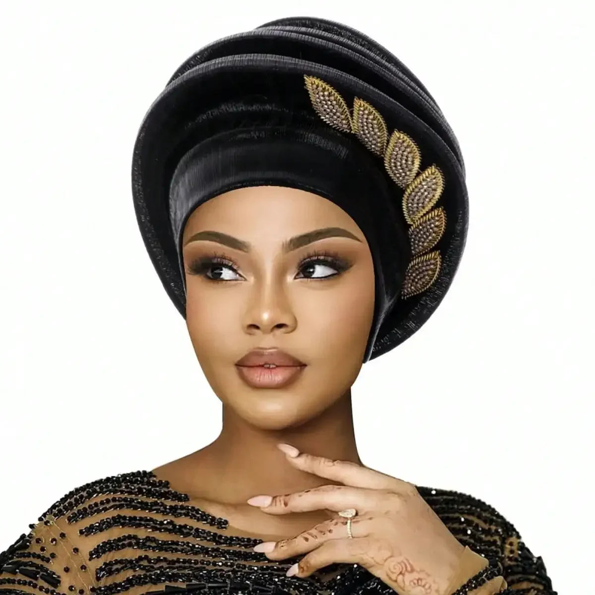 2026 Women African Hat, Elegant Pleated Leaves Turban Hat Head Wrap Fashion Accessories