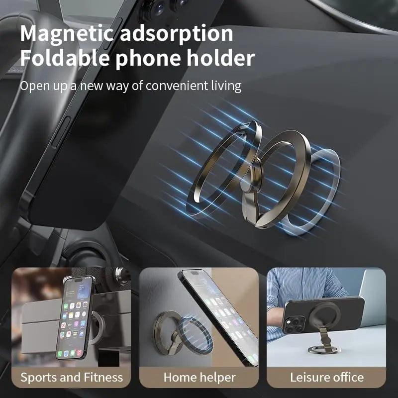Phone Stand & Fidget Spinner Combo, Dual Magnetic Ring Stand, Fidget Toys Adults, Foldable, 360° Rotation, Desk Phone Stand, MagSafe Compatible, Stress Relief Accessory for Home/Office/Travel/Gym