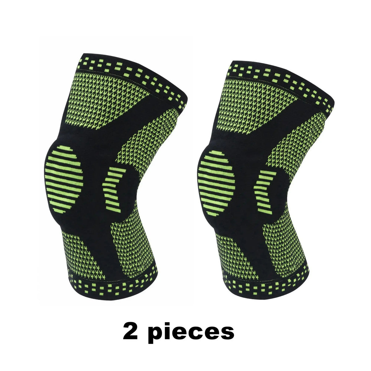 Pack of 2 Anti-Slip Grip Knitted Pattern Polyester Blend Knee Compression Sleeves - Patella Support Pads, Breathable Sports Protectors for Men & Women with Knee Pain Relief, Pack Of Two