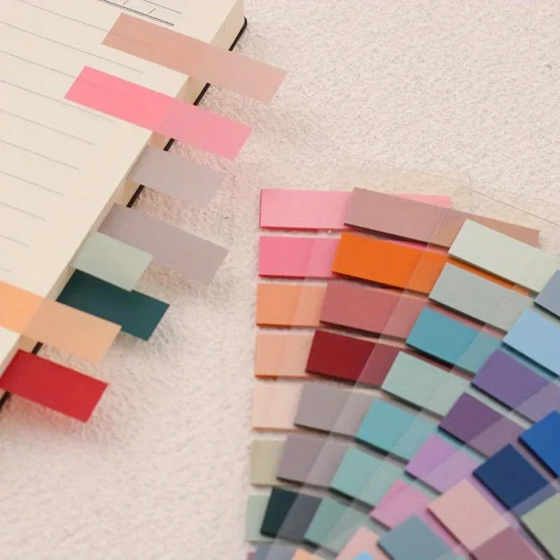 Self-Stick Notes, PET Waterproof Sticky Notes, Solid Color Plain Notepad, Cute Stationery Decals for Students Scrapbooking Journal, School Gift