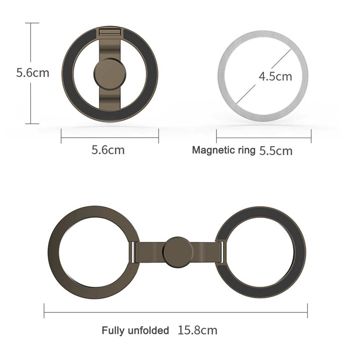 Phone Stand & Fidget Spinner Combo, Dual Magnetic Ring Stand, Fidget Toys Adults, Foldable, 360° Rotation, Desk Phone Stand, MagSafe Compatible, Stress Relief Accessory for Home/Office/Travel/Gym