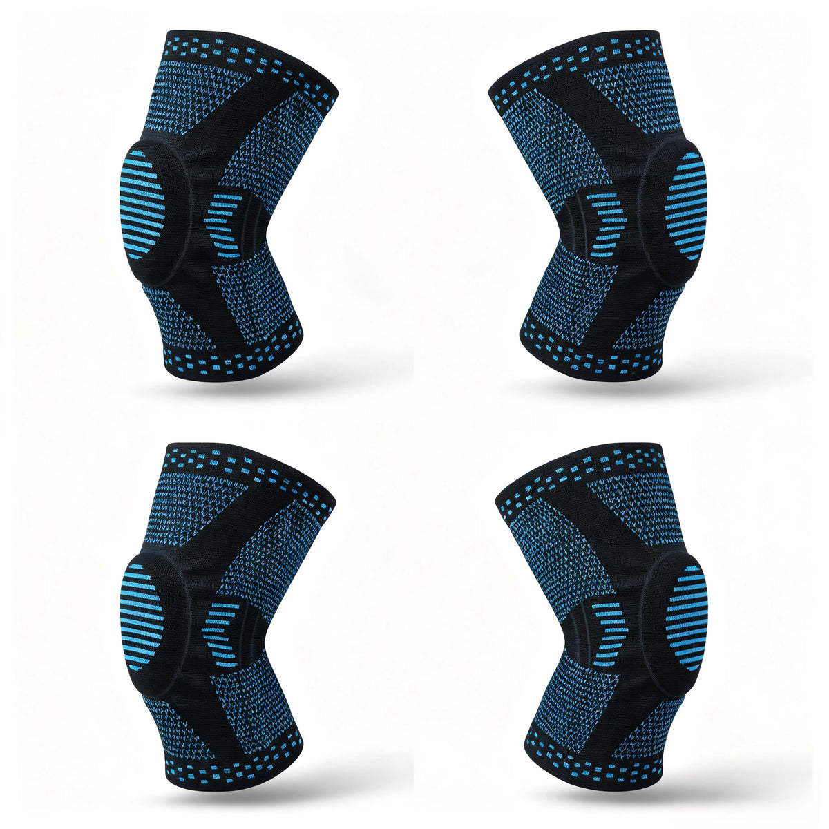 Pack of 2 Anti-Slip Grip Knitted Pattern Polyester Blend Knee Compression Sleeves - Patella Support Pads, Breathable Sports Protectors for Men & Women with Knee Pain Relief, Pack Of Two
