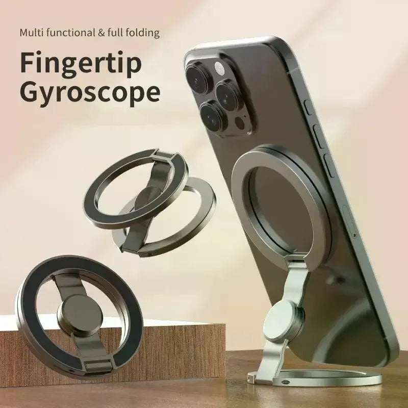 Phone Stand & Fidget Spinner Combo, Dual Magnetic Ring Stand, Fidget Toys Adults, Foldable, 360° Rotation, Desk Phone Stand, MagSafe Compatible, Stress Relief Accessory for Home/Office/Travel/Gym