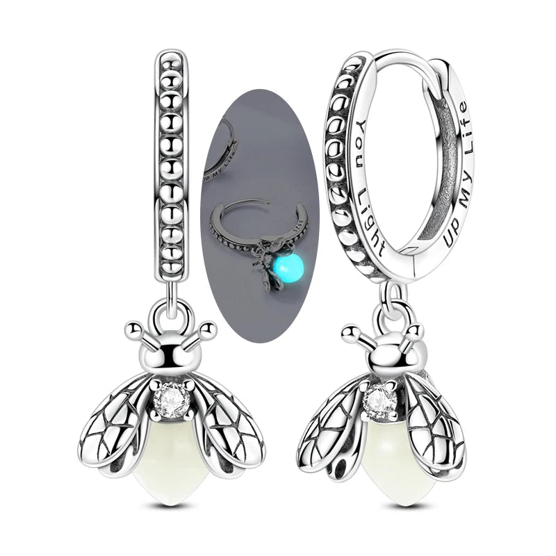 MULA 925 Sterling Silver Earring Stud For Women Fine Jewelry Gift Butterfly Four-leaf Clover Flowers Firefly Zircon Hoop Earring