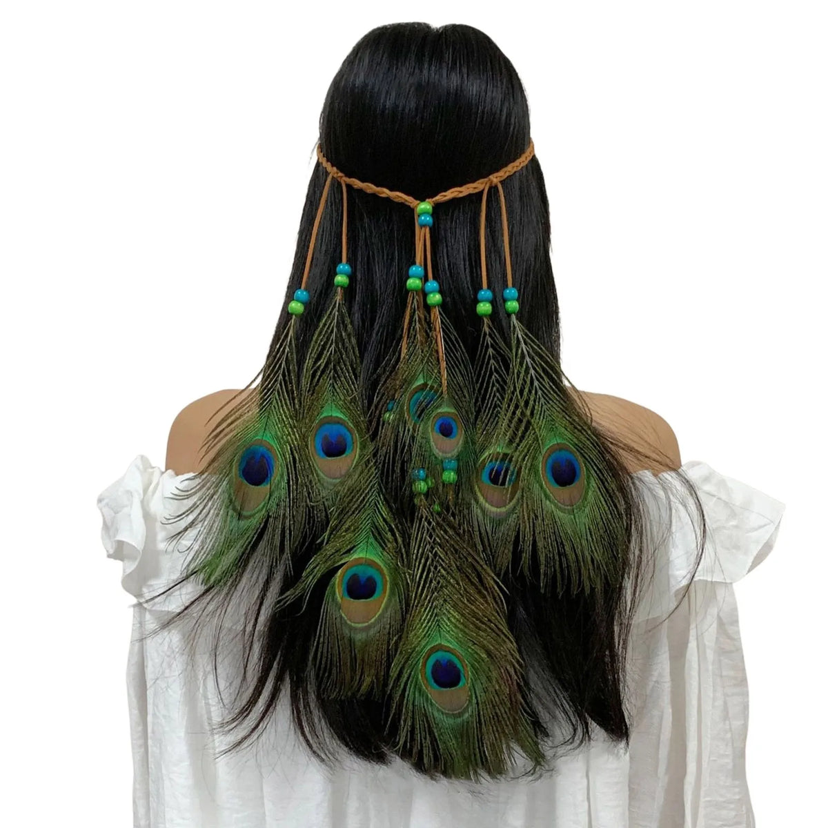Bohemian Hippie Headband Dream Catcher Feather Headdress Ladies Fashion Peacock Feather Headbands Festival Hair Accessories