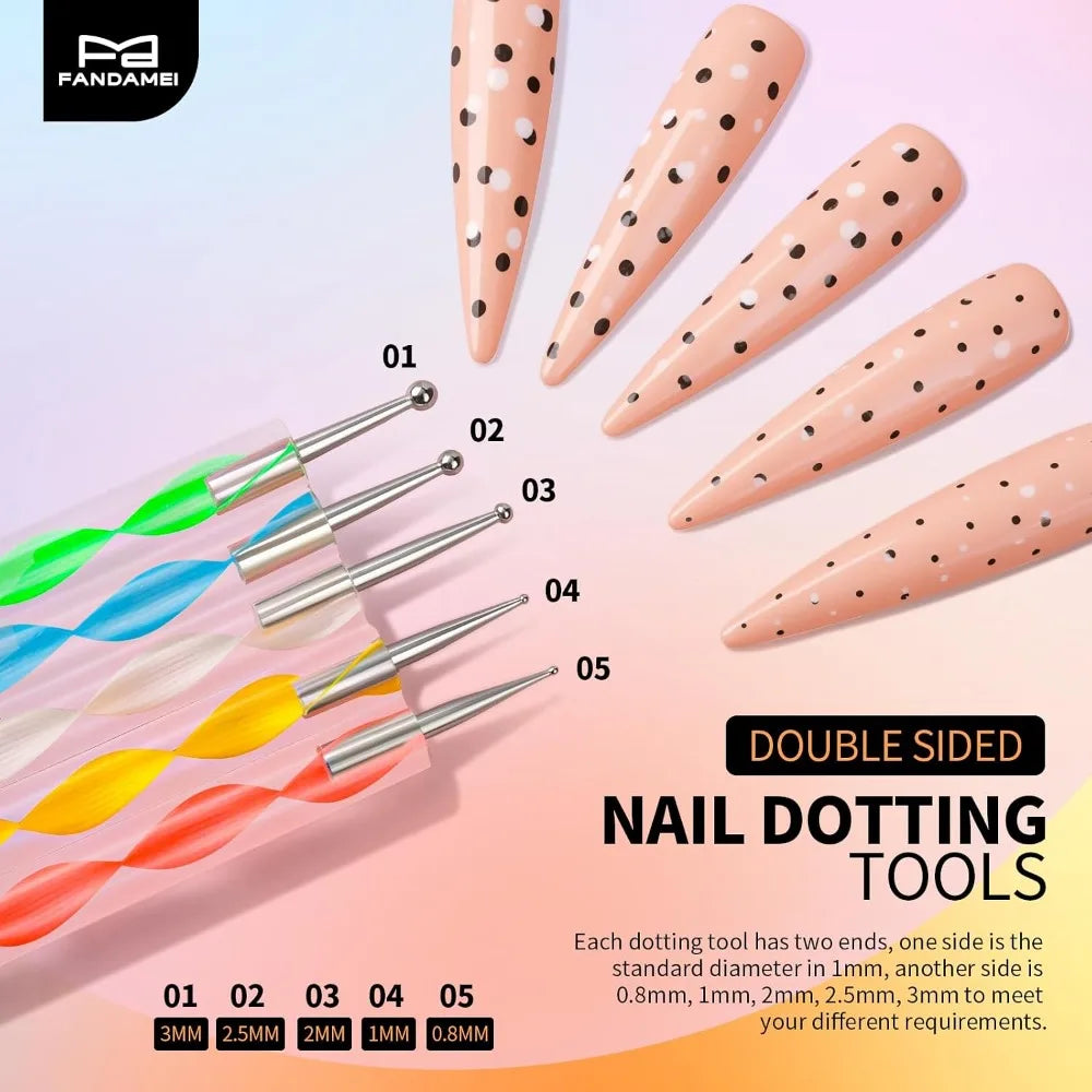 15 PCS Nail Art Brushes and 5 PCS Dotting Tools Set with Nail Stand Holder for Painting Press On Nails Manicure Design Professional Salon Art Tool Kit