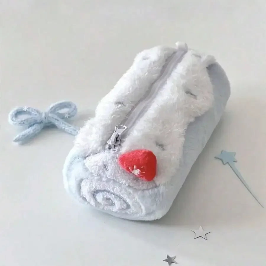 Cute Swiss Roll Plush Pencil Case, Large Capacity, Sweet High-Quality Stationery Storage Bag For Students DGGM