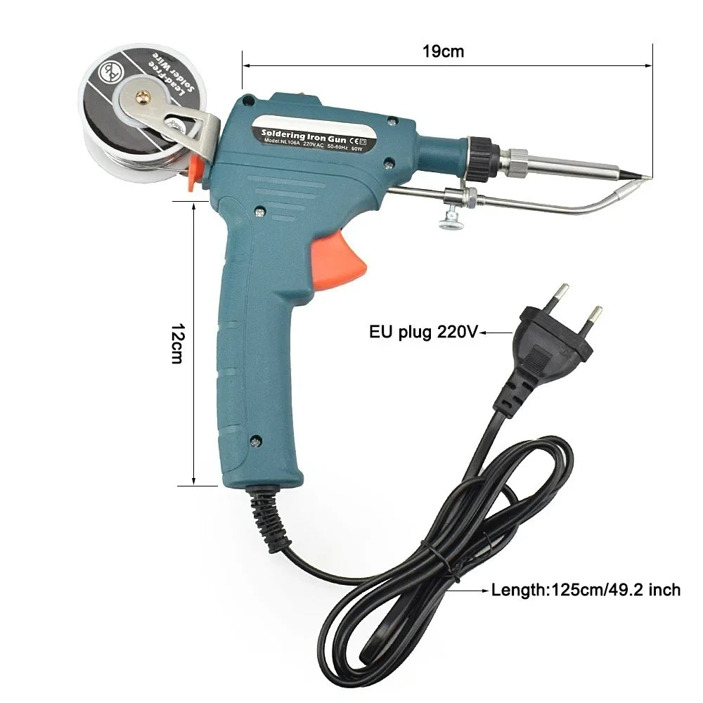 Automatic Soldering Gun 60W Handheld Soldering Iron with Internal Heating Welding Tool Kit Dual Voltage 110V 240V Smart Wire Feed Solder Station Iron Stand for Electronic Circuit Board PCB Repair Great for DIY Electronics Rep