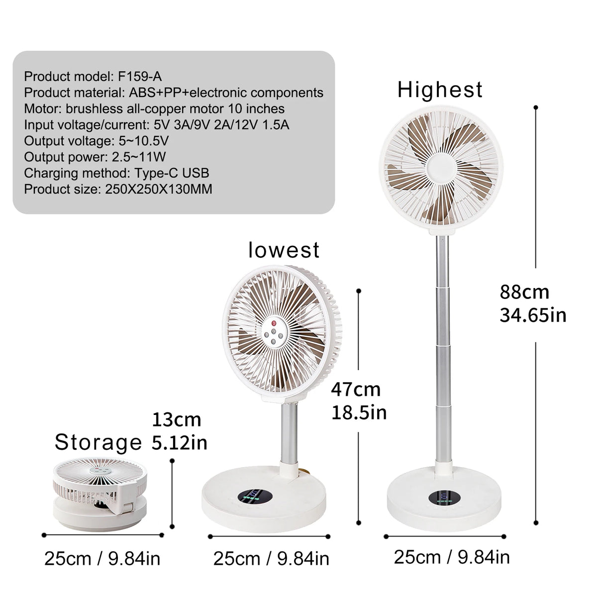 Remote control folding fan home bedroom outdoor camping fan silent LED light shaking left and right 10 inch desktop vertical fan