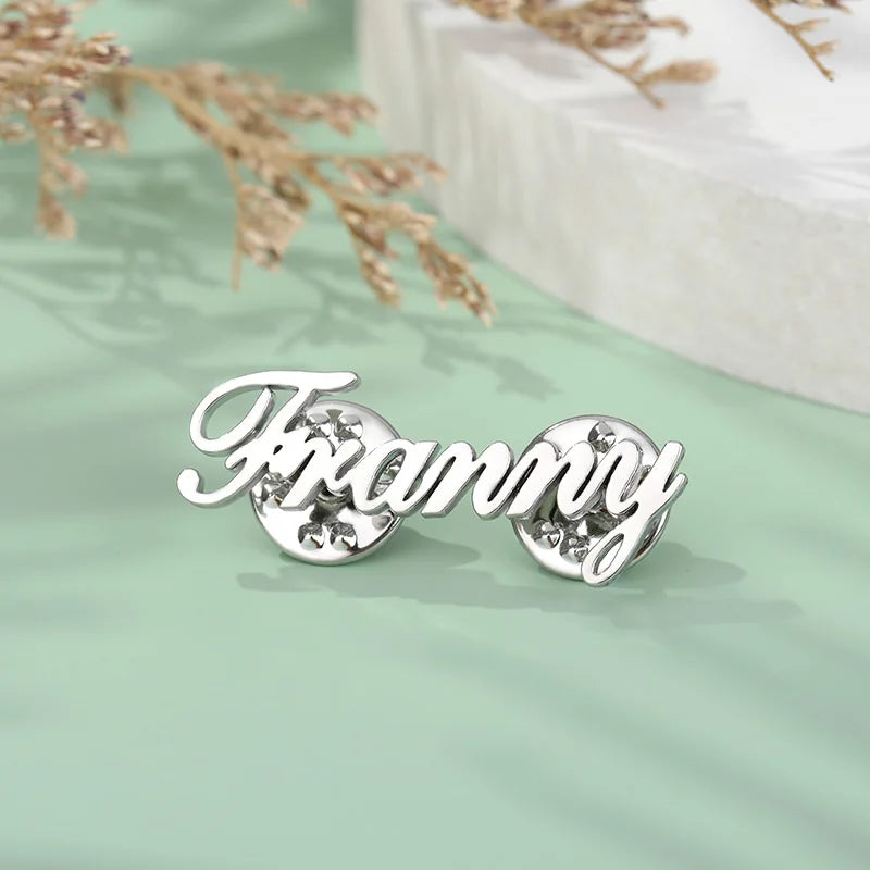 Stainless Steel Custom Name Brooches Personalized Date Lapel Pin Wedding Jewelry For Women Men Fashion Accessories Birthday Gift