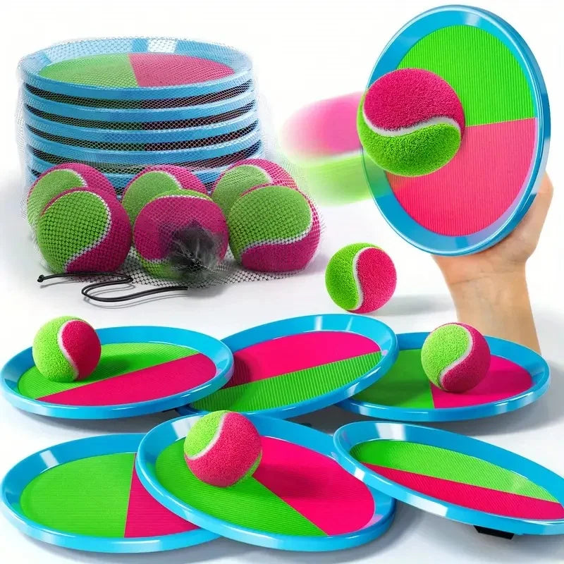 Sticky Ball Toys - Outdoor Play, Beach Toys, Throw And Ball Sets With 2 Paddles And 1Ball, Beach Play Set Playground Set For