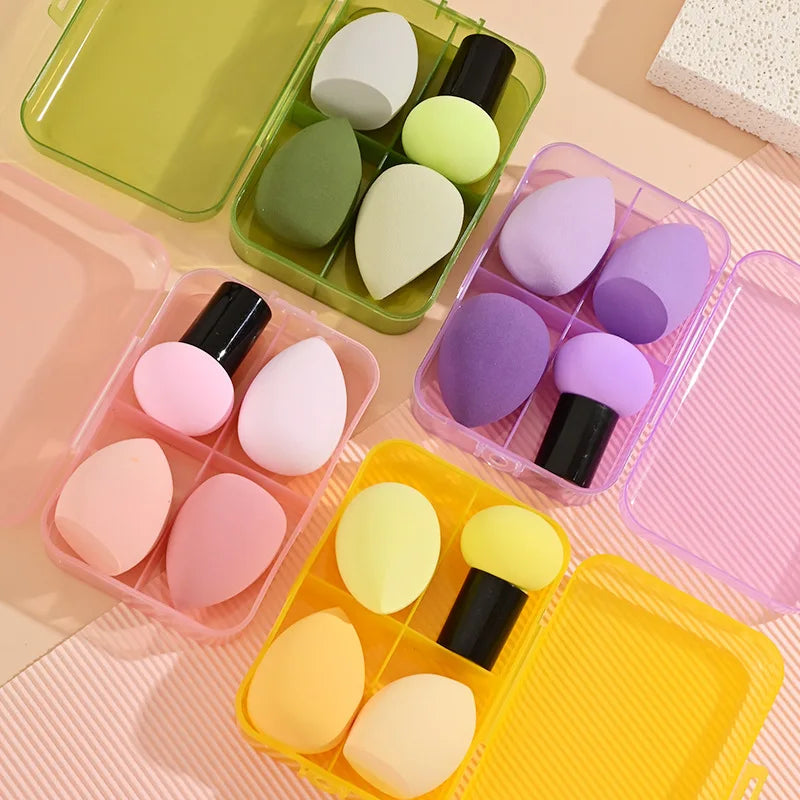 4PCS Makeup Sponge Set, Mushroom Head Beauty Puffs for Foundation & Powder, Dry & Wet Use