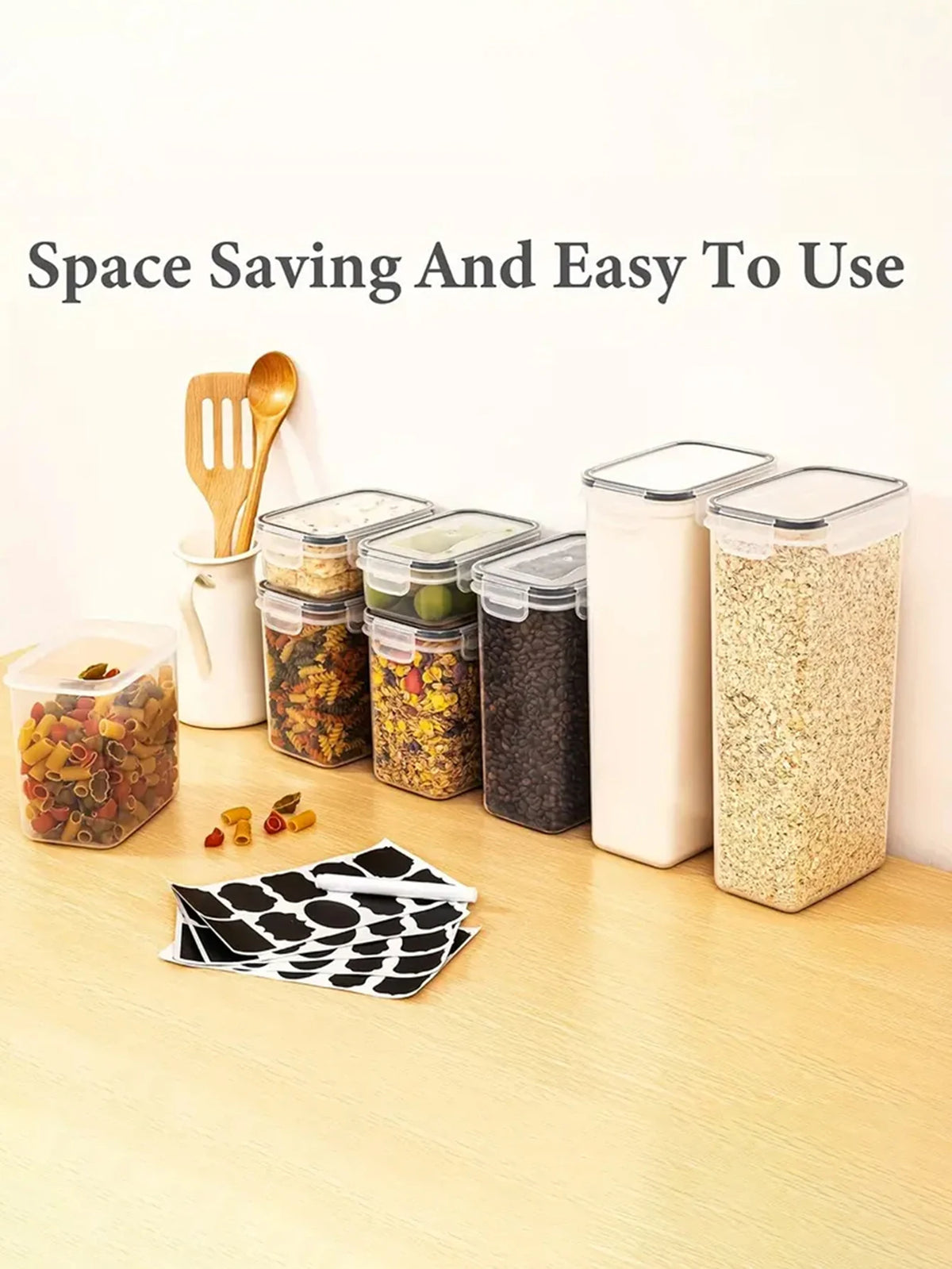 14pcs, Kitchen Gadgets, Sealed Pasta Boxes with Lids, Labels and Markings - Versatile Containers for Pasta, Dry Food,