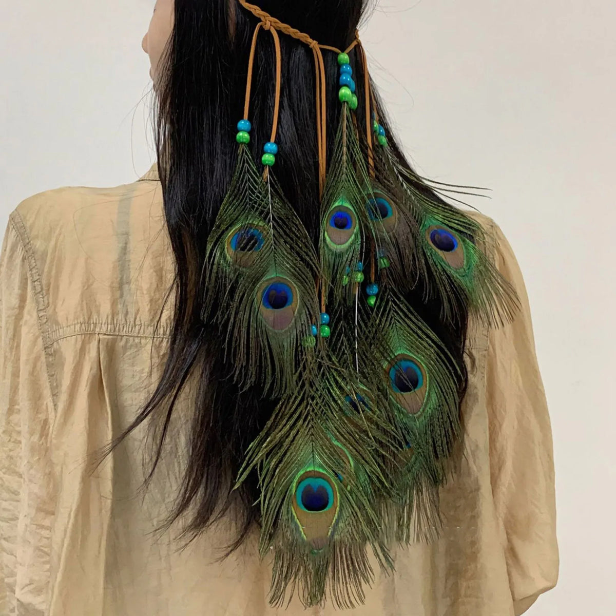 Bohemian Hippie Headband Dream Catcher Feather Headdress Ladies Fashion Peacock Feather Headbands Festival Hair Accessories
